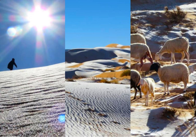 Nieva en el desierto de Sáhara