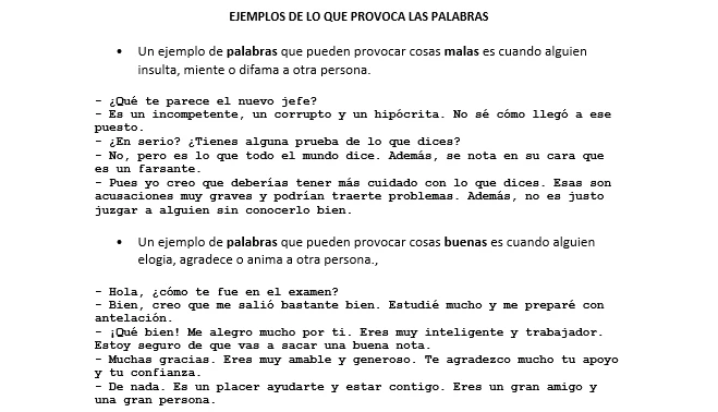 Ejemplos de conversaciones, una con palabras hirientes y la otra con palabras amables 